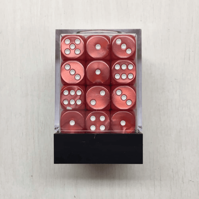 Dice Set 36d6 Deluxe Marbleized (12mm) Red / White