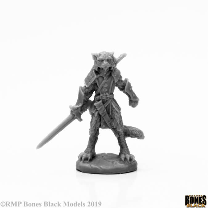 Mini - Reaper Bones Black 44117 Mal Catfolk Warrior