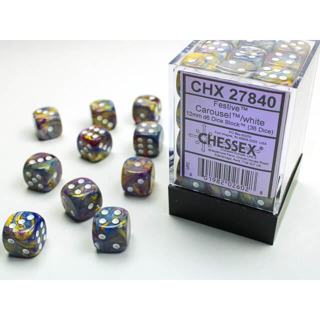 Dice Set 36d6 Festive (12mm) 27840 Carousel / White