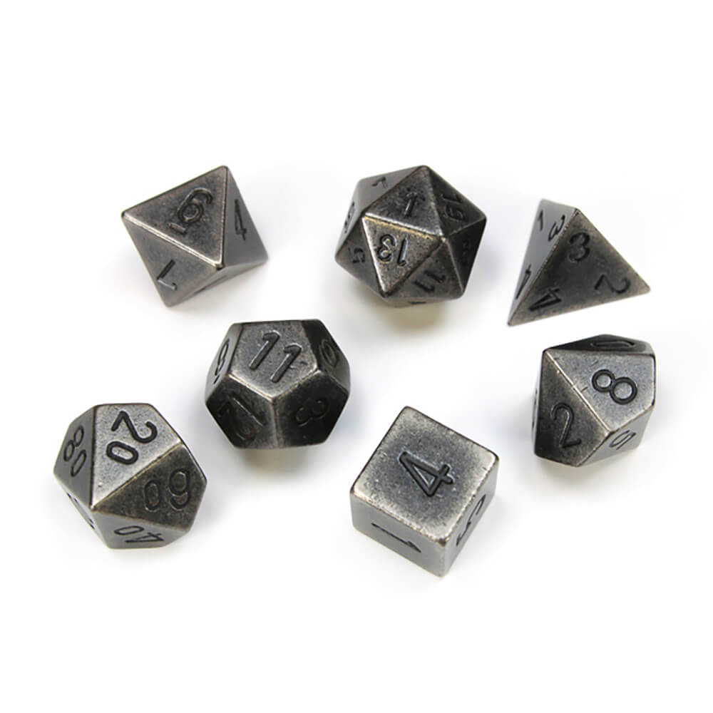Dice 7-set Metal (16mm) 27028 Tungsten / Black — Twenty Sided