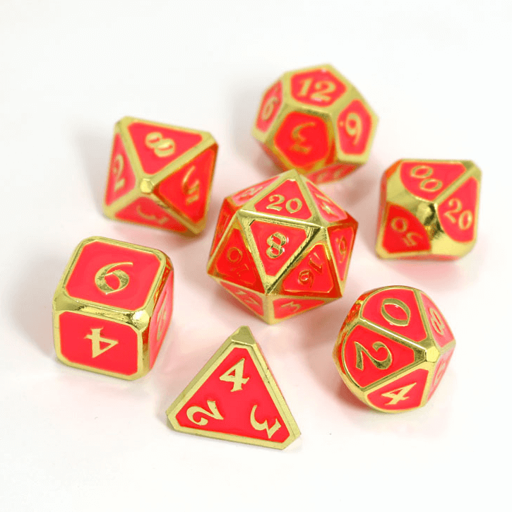 Dice 7-set Metal Mythica (16mm) AfterDark Neon Bloom