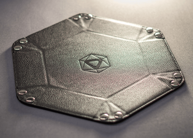 Dice Tray (10x12in) Hex Leather Black / Velvet Purple