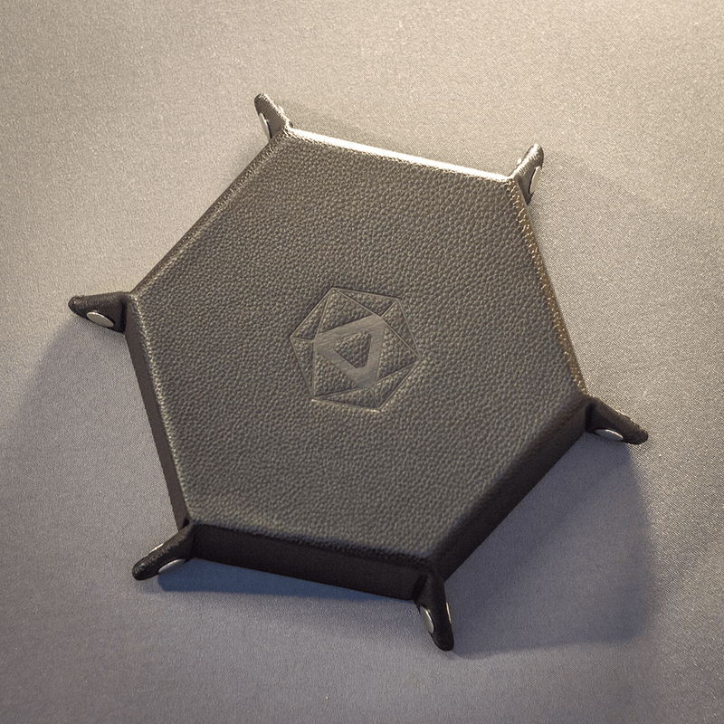 Dice Tray (10x12in) Hex Leather Black / Velvet Gray