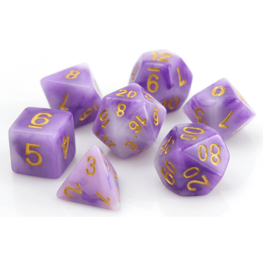 Dice 7-set Jade (16mm) Amethyst / Gold