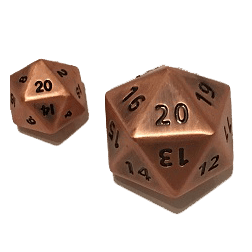 Polyhedral Dice d20 Metal (35mm) Antique Copper Hue