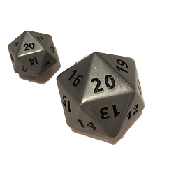 Polyhedral Dice d20 Metal (35mm) Antique Silver Hue