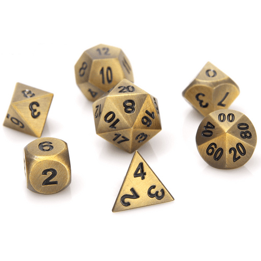 Dice 7-set Metal Classic (16mm) Battleworn Gold