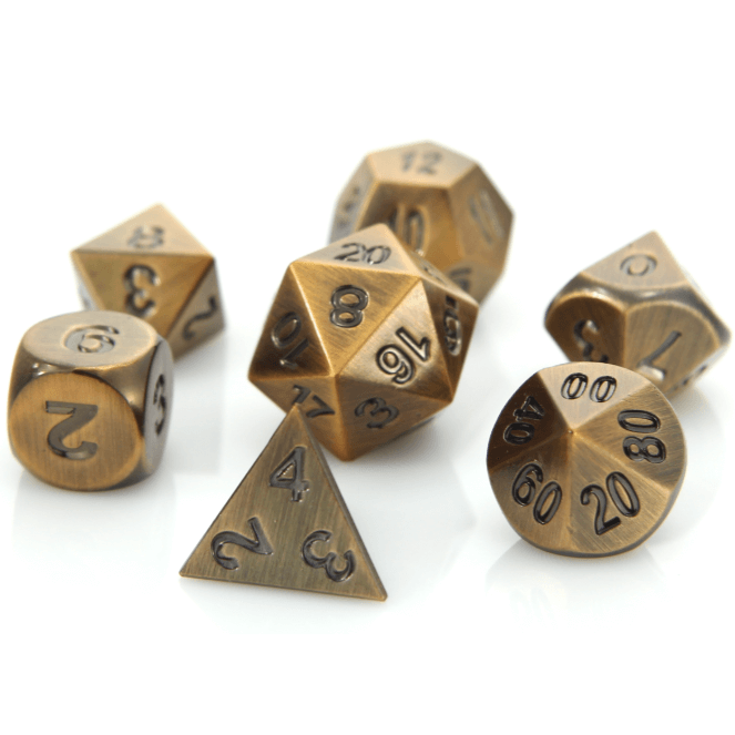 Dice 7-set Metal Classic (16mm) Battleworn Bronze