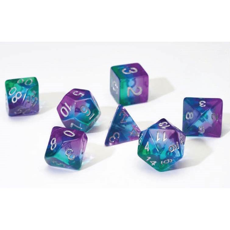 Dice 7-set Translucent Semi (16mm) Blue Aurora
