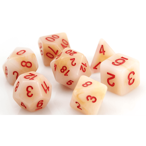 Dice 7-set Jade (16mm) Bone / Red