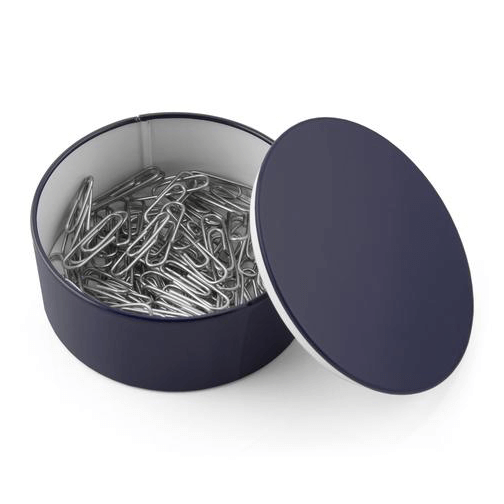 Boxie Minibox Round Tin : Navy Blue / White