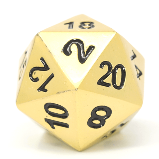 Polyhedral Dice d20 Metal (16mm) Brilliant Gold / Black