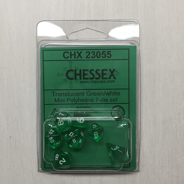 Dice 7-set Mini Translucent (10mm) 23055 Green / White