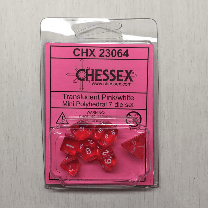 Dice 7-set Mini Translucent (10mm) 23064 Pink / White