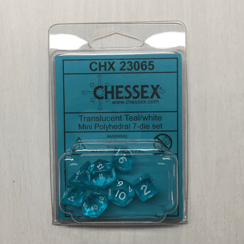 Dice 7-set Mini Translucent (10mm) 23065 Teal / White
