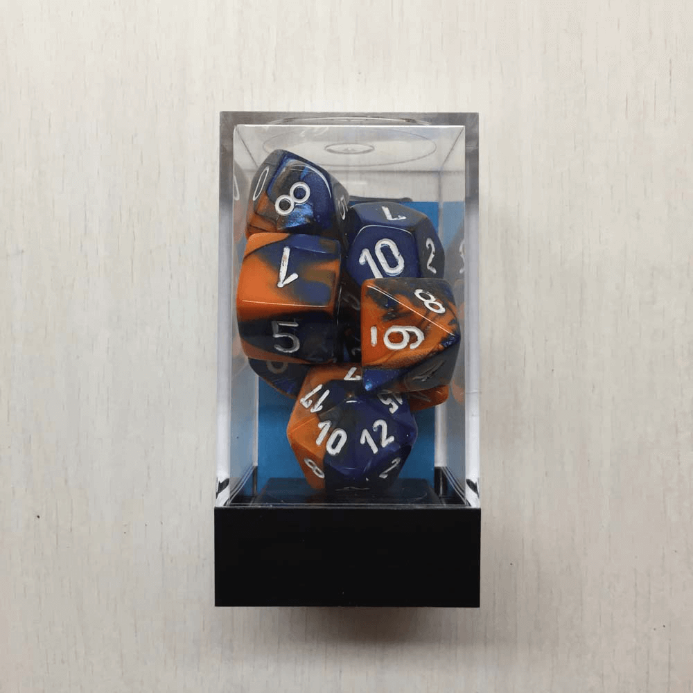 Dice 7-set Gemini (16mm) 26452 Blue-Orange / White