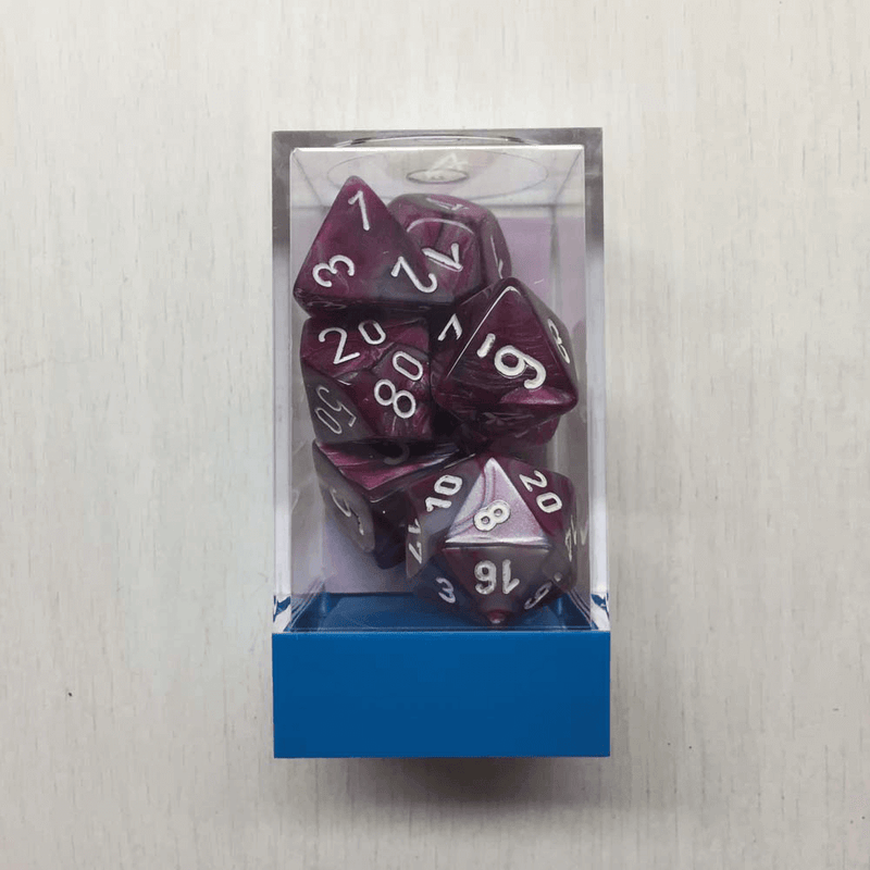 Dice 7-set Lustrous (16mm) 30025 Amethyst/White