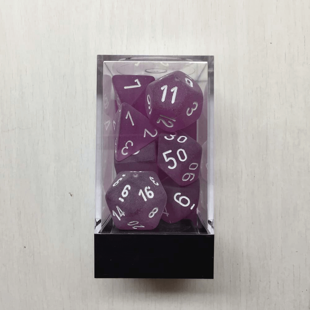 Dice 7-set Frosted (16mm) LE430 Purple / White