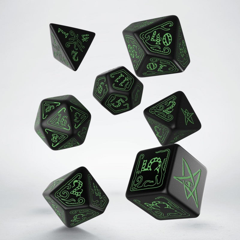 Dice 7-set Call of Cthulhu (16mm) Black / Green