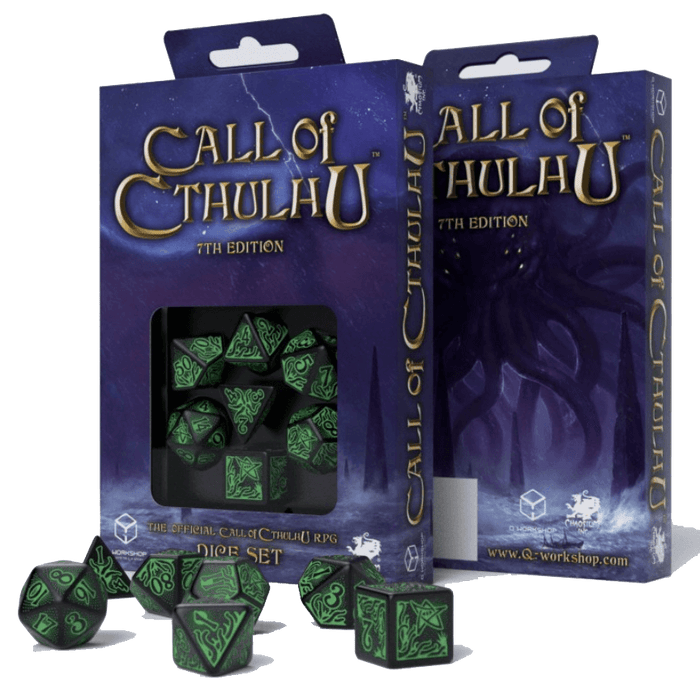 Dice 7-set Call of Cthulhu (16mm) Ennies Black / Green