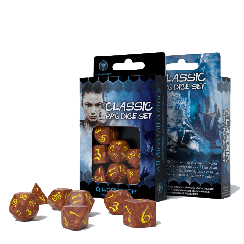 Dice 7-set Classic (16mm) Caramel / Yellow