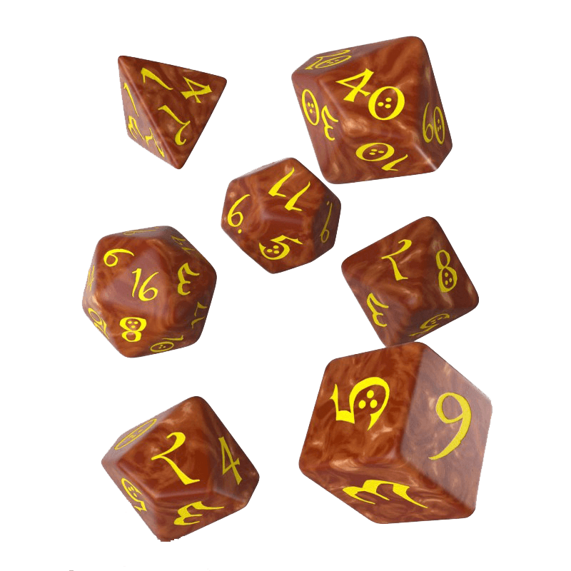 Dice 7-set Classic (16mm) Caramel / Yellow