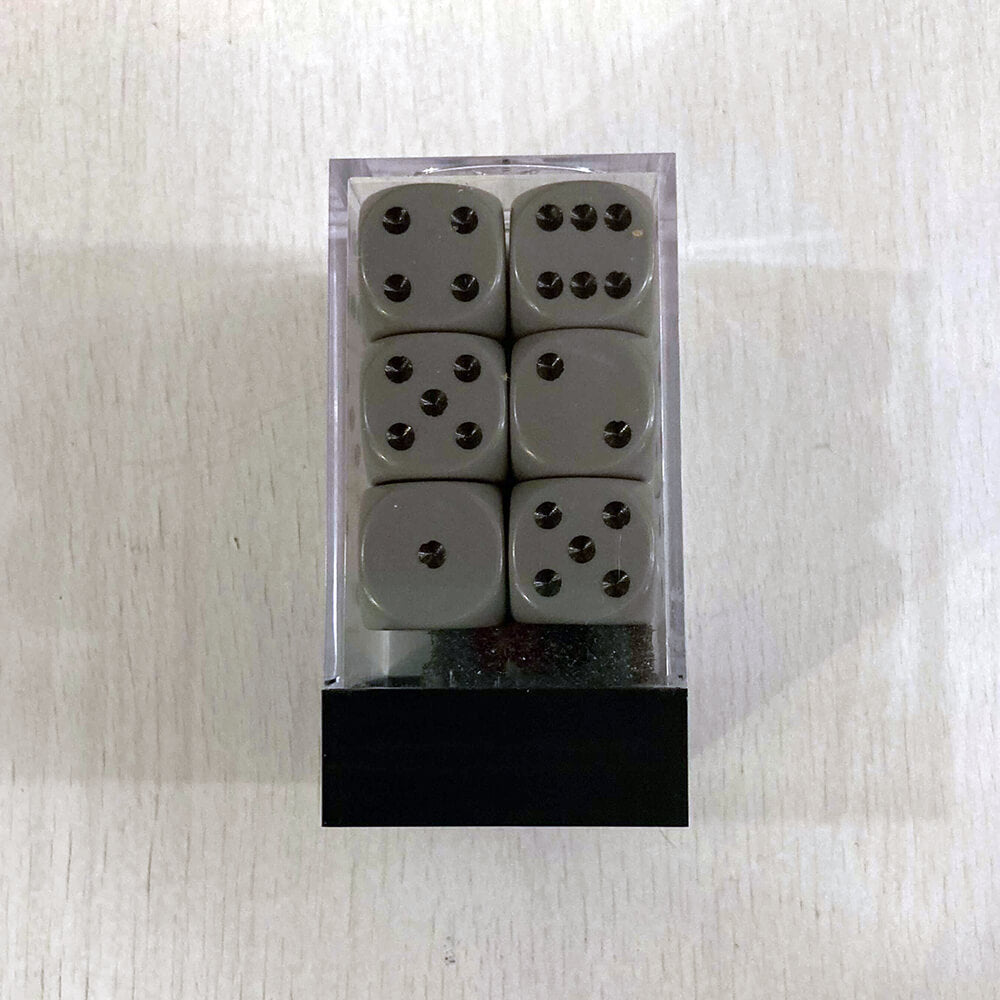 Dice Set 12d6 Opaque (16mm) 25610 Grey / Black