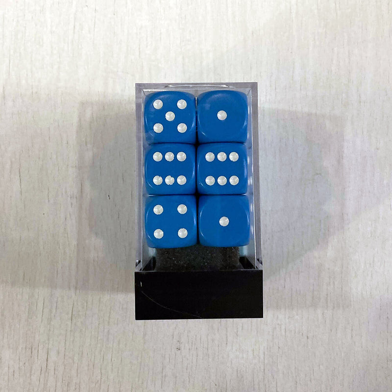 Dice Set 12d6 Opaque (16mm) 25616 Light Blue / White