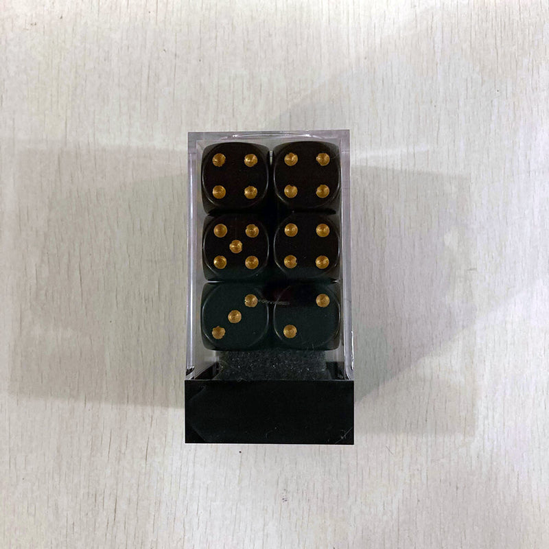 Dice Set 12d6 Opaque (16mm) 25628 Black / Gold