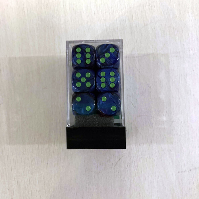 Dice Set 12d6 Lustrous (16mm) 27696 Dark Blue / Green