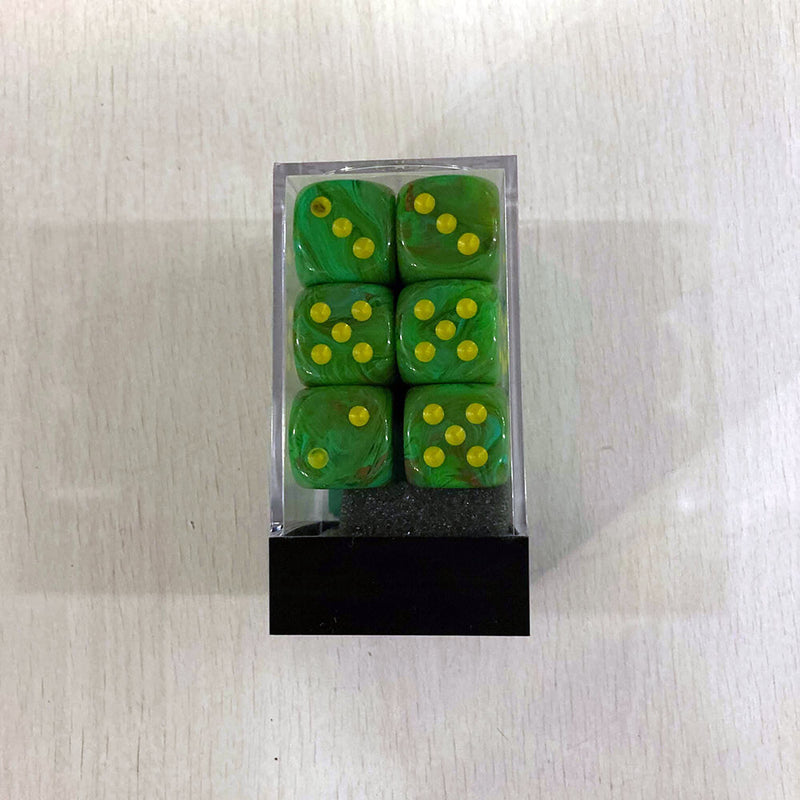 Dice Set 12d6 Vortex (16mm) 27715 Slime / Yellow