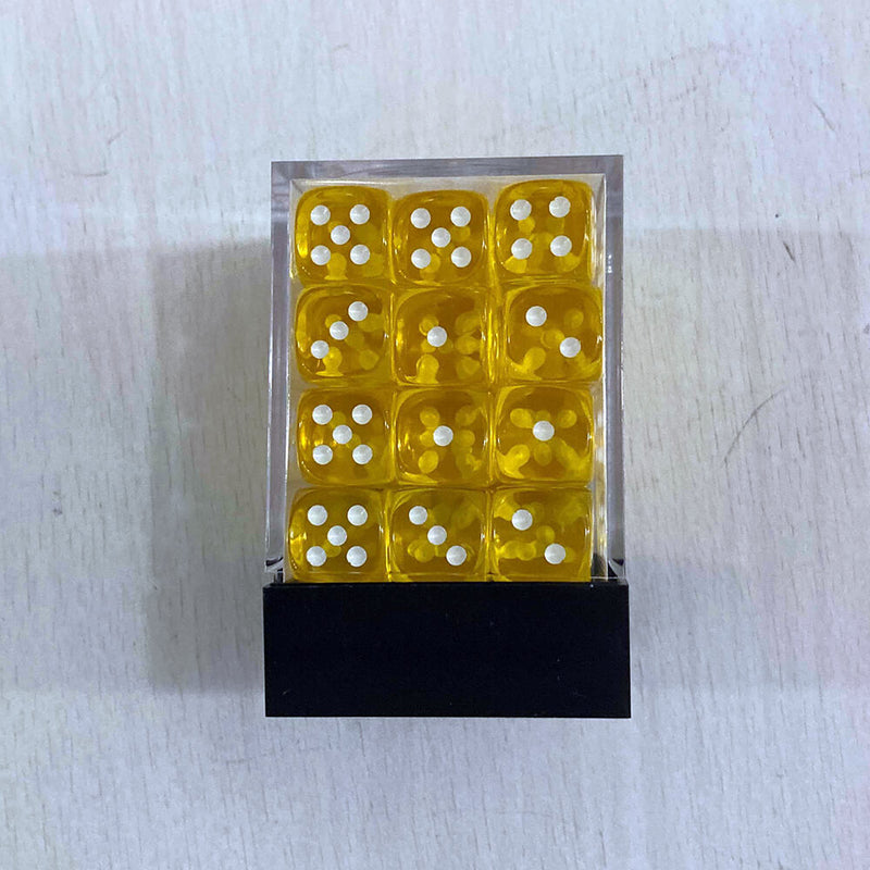Dice Set 36d6 Translucent (12mm) 23802 Yellow / White
