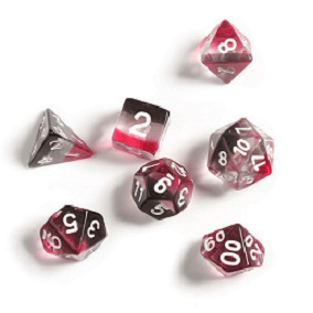 Dice 7-set Clear (16mm) Pink Black / White