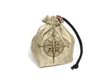 Dice Bag Nauticus (4x4x6in) Compass Rose : Tan / Brown