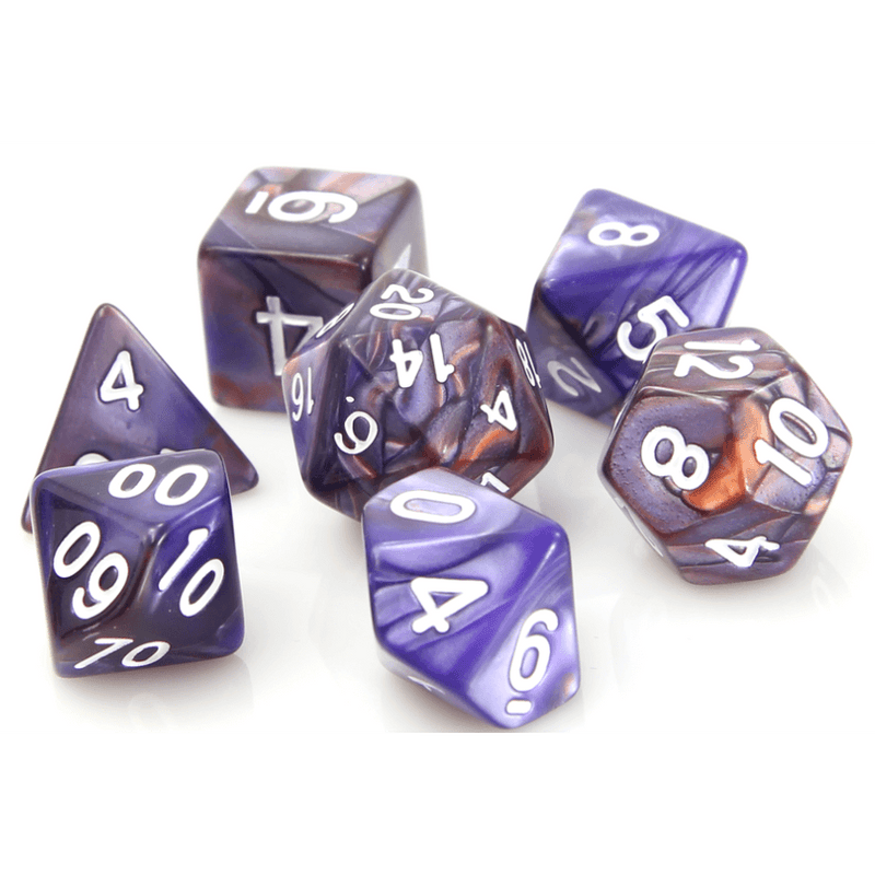 Dice 7-set Alloy (16mm) Copper Purple / White