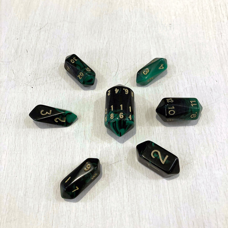Dice 7-set Crystal Oblivion (16mm) Green