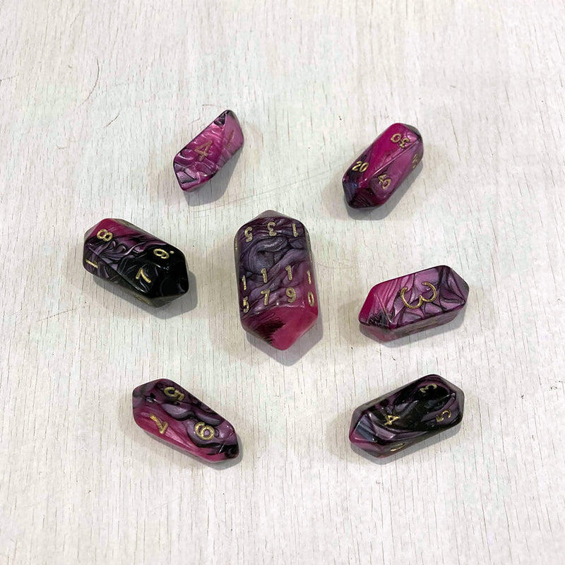 Dice 7-set Crystal Toxic (16mm) Black Pink