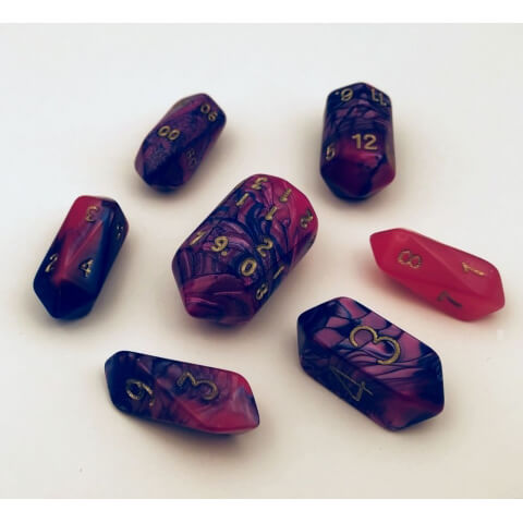 Dice 7-set Crystal Toxic (16mm) Blue Pink
