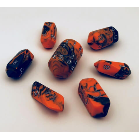 Dice 7-set Crystal Toxic (16mm) Orange Green