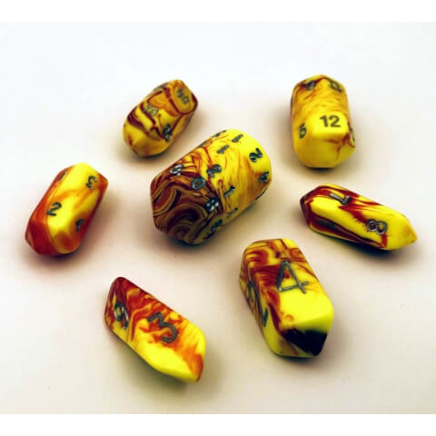 Dice 7-set Crystal Toxic (16mm) Red Yellow