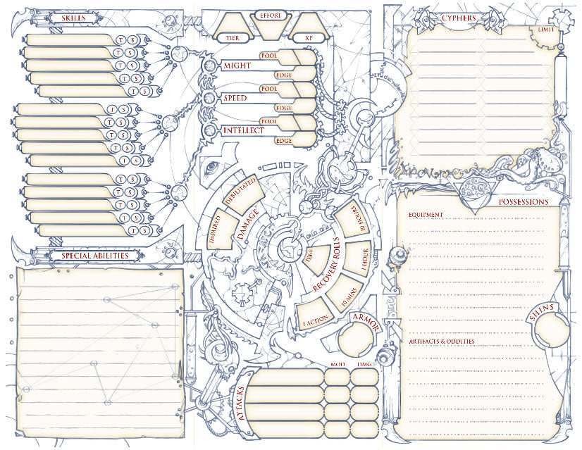 Cypher System Numenera Character Sheets