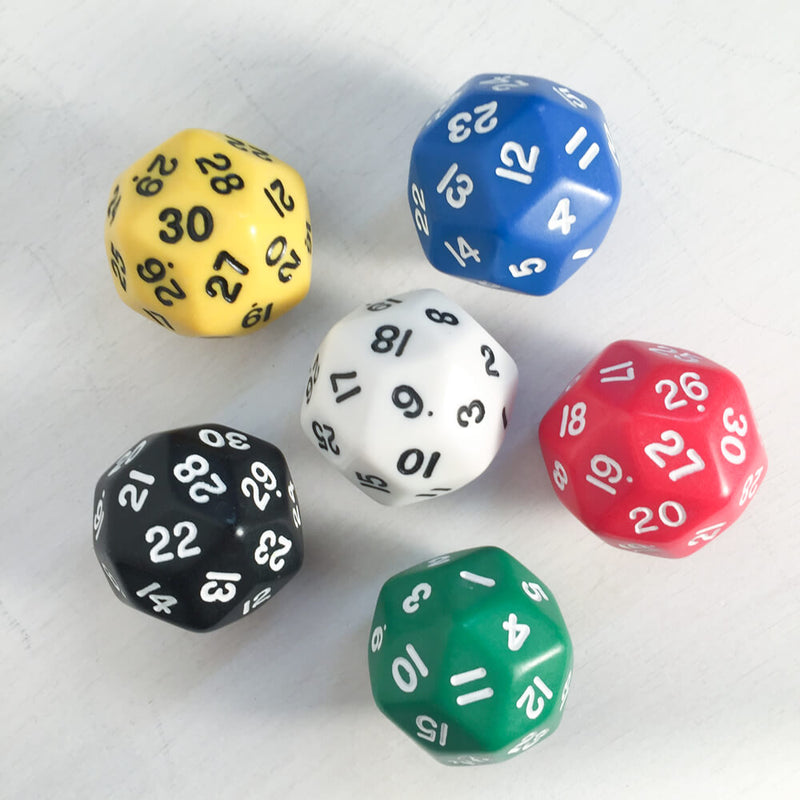 Dice Individual d30 Poly (25mm) Assorted