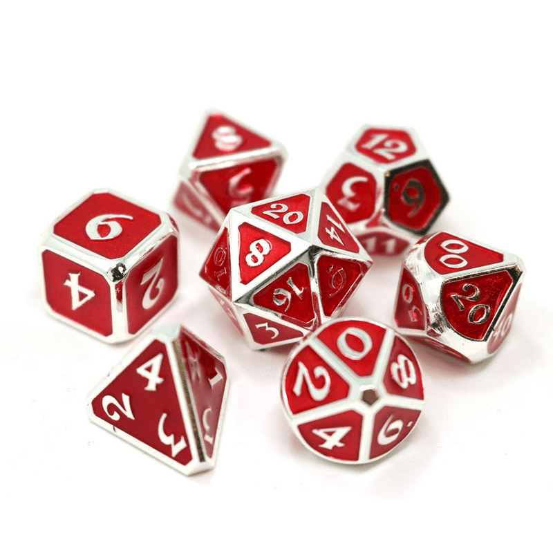 Dice 7-set Metal Mythica (16mm) Platinum Ruby