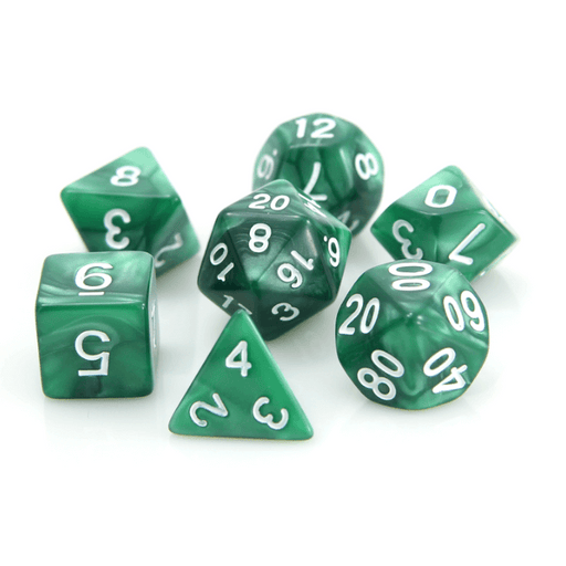 Dice 7-set Swirl (16mm) Dark Green / White