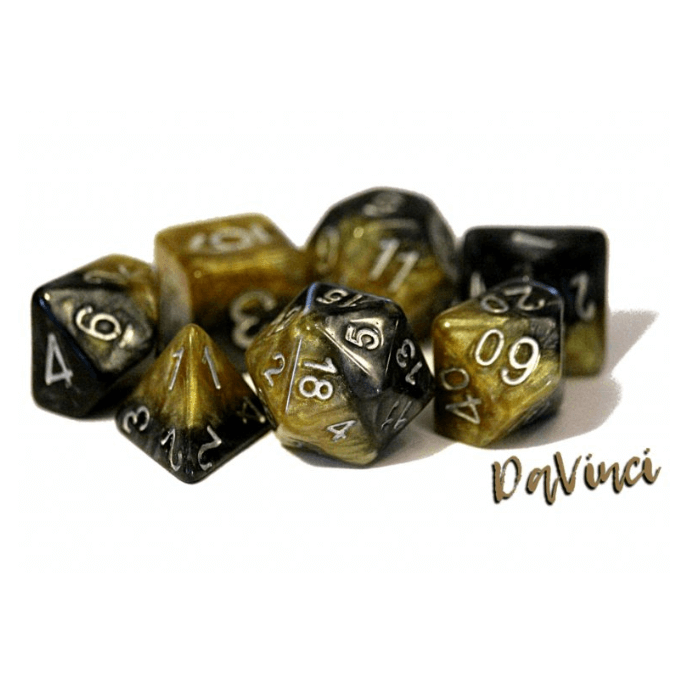 Dice 7-set DaVinci (16mm) Black / Gold