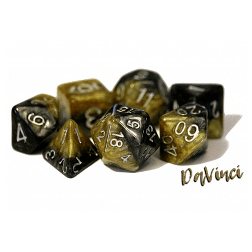 Dice 7-set DaVinci (16mm) Black / Gold