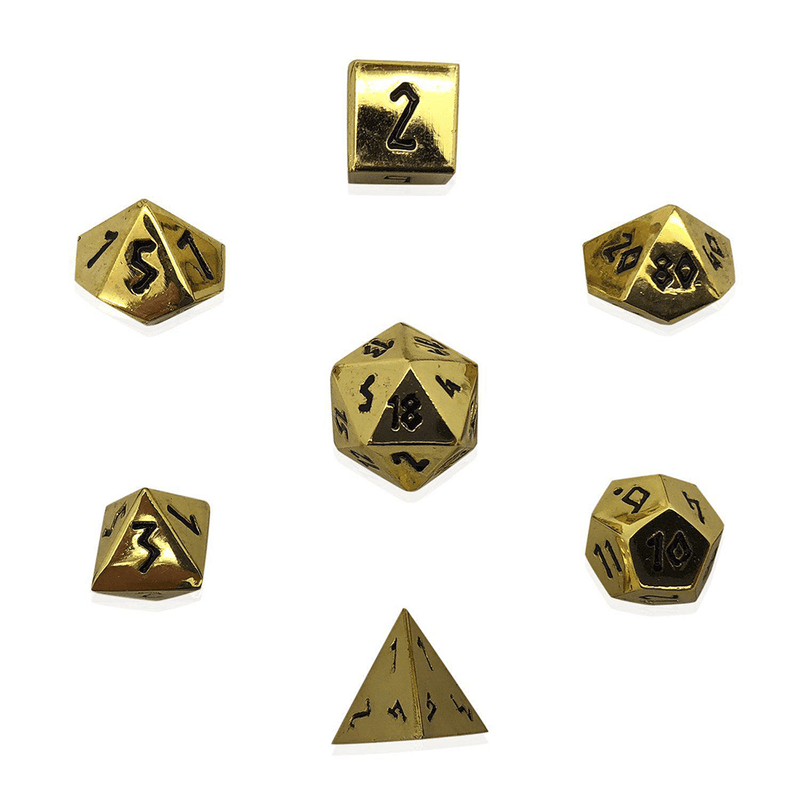 Dice 7-set Metal Pebble (10mm) Dead Mans Gold