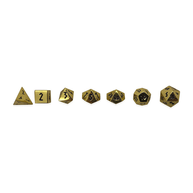 Dice 7-set Metal Pebble (10mm) Dead Mans Gold