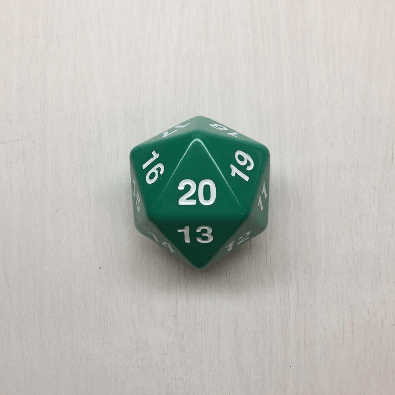 Polyhedral Dice Giant Spindown d20 Opaque (55mm) Green / White