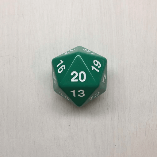 Polyhedral Dice Giant Spindown d20 Opaque (55mm) Green / White